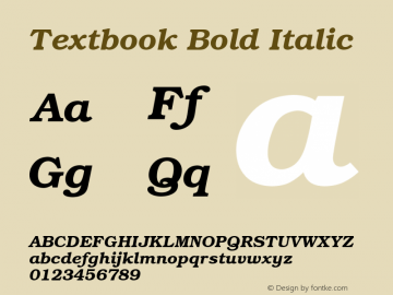 Textbook Bold Italic Font Version 2.6; Converter Version 1.10 Font Sample