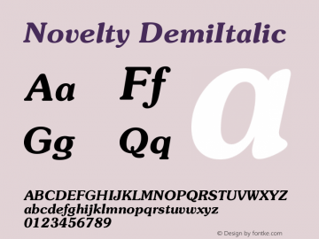Novelty DemiItalic Version 001.000 Font Sample