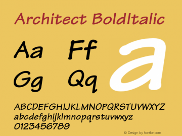 Architect BoldItalic Version 001.000 Font Sample