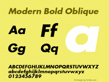 Modern Bold Oblique Font Version 2.6; Converter Version 1.10 Font Sample