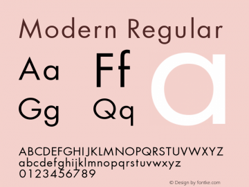 Modern Regular Font Version 2.6; Converter Version 1.10 Font Sample