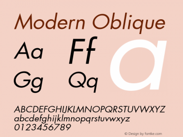 Modern Oblique Font Version 2.6; Converter Version 1.10 Font Sample