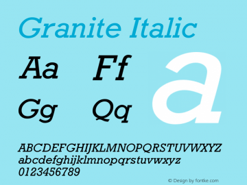 Granite Italic Version 001.000 Font Sample