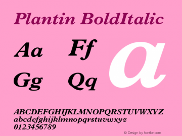 Plantin BoldItalic Version 2 Font Sample