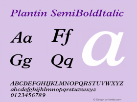 Plantin SemiBoldItalic Version 1 Font Sample