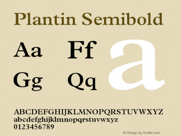Plantin Semibold Version 001.002 Font Sample