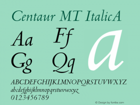 Centaur MT ItalicA Version 001.001图片样张