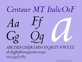 Centaur MT ItalicOsF Version 001.000图片样张