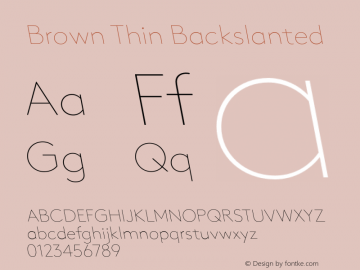 Brown Thin Backslanted Unknown Font Sample