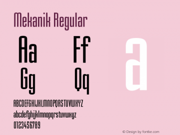 Mekanik Regular Version 001.001 Font Sample