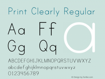 Print Clearly Regular Version 001.000 Font Sample