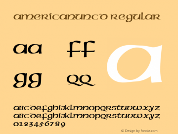 AmericanUncD Regular Version 001.005 Font Sample