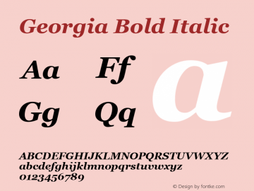 Georgia Bold Italic Unknown Font Sample