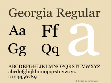 Georgia Regular Unknown Font Sample