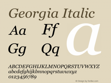 Georgia Italic Unknown Font Sample