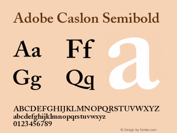 Adobe Caslon Semibold Version 001.001 Font Sample