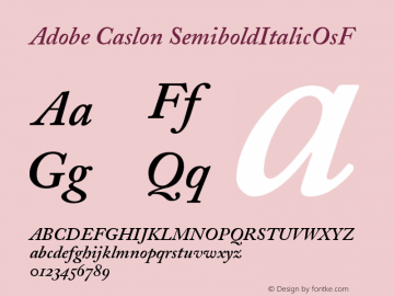 Adobe Caslon SemiboldItalicOsF Version 001.001 Font Sample