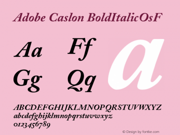 Adobe Caslon BoldItalicOsF Version 001.001 Font Sample