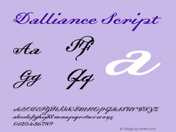 Dalliance Script Version 001.000 Font Sample