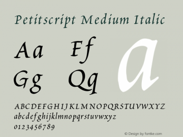 Petitscript Medium Italic 1.0 23-02-2002图片样张