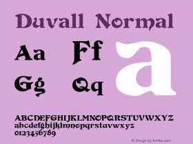 Duvall Normal Version 1.00 Font Sample