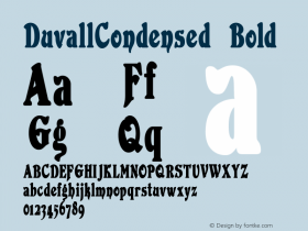 DuvallCondensed Bold Version 1.00 Font Sample