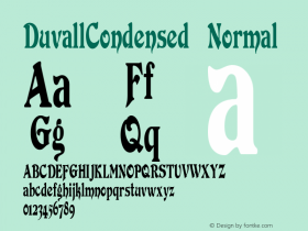 DuvallCondensed Normal Version 1.00 Font Sample