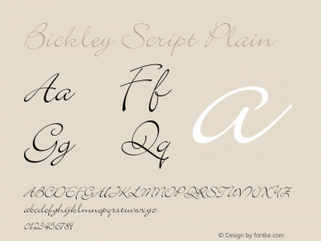 Bickley Script Plain Version 001.000 Font Sample