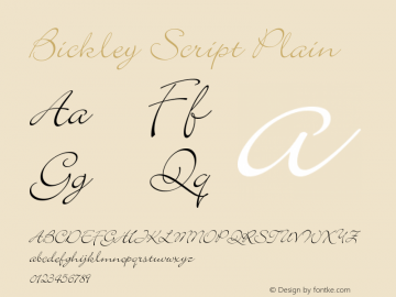 Bickley Script Plain Version 1.0 Font Sample