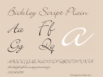 Bickley Script Plain Version 1.0 Font Sample