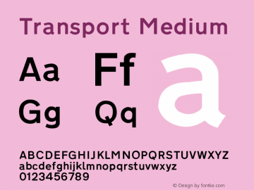 Transport Medium Version 1.0 Font Sample