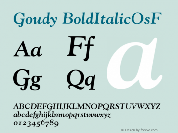 Goudy BoldItalicOsF Version 001.000 Font Sample