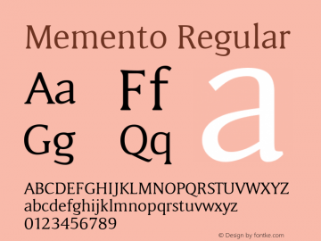 Memento Regular Macromedia Fontographer 4.1.4 01‐11‐17 Font Sample