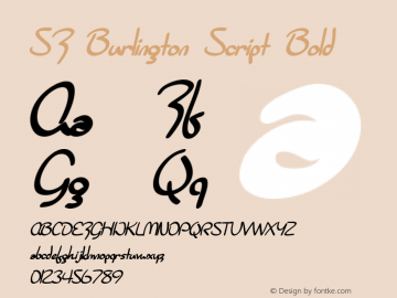 SF Burlington Script Bold ver 1.0; 2000. Freeware for non-commercial use. Font Sample