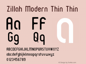 Zillah Modern Thin Thin Version 0.9 Font Sample