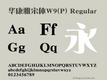 华康雅宋体W9(P) Regular Version 3.010 Font Sample