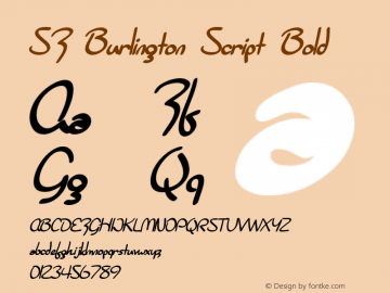 SF Burlington Script Bold ver 1.0; 2000. Freeware for non-commercial use. Font Sample