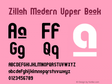 Zillah Modern Upper Book Version 0.9 Font Sample