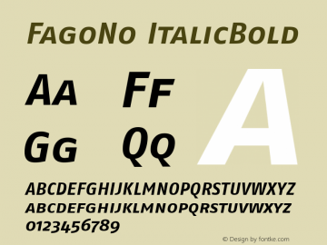 FagoNo ItalicBold Version 001.000 Font Sample