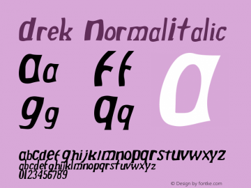 Drek NormalItalic Macromedia Fontographer 4.1 28/04/02 Font Sample