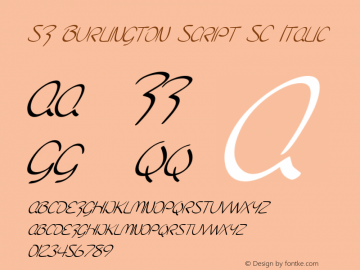 SF Burlington Script SC Italic ver 1.0; 2000. Freeware for non-commercial use. Font Sample