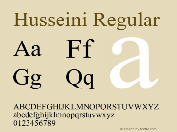 Husseini Regular 1.0 Font Sample