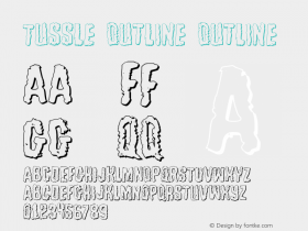 Tussle Outline Outline Unknown Font Sample