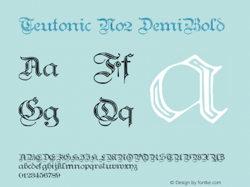 Teutonic No2 DemiBold Version 1.0; 2002; initial r图片样张