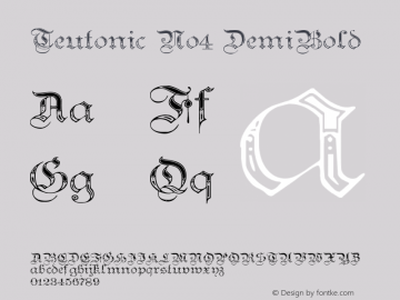 Teutonic No4 DemiBold Version 1.0; 2002; initial r图片样张
