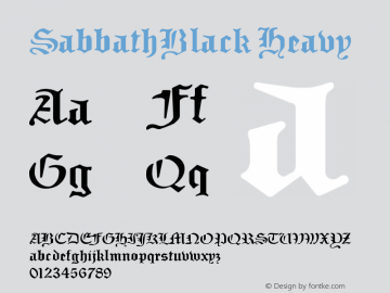 SabbathBlack Heavy Version 001.000 Font Sample