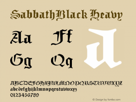 SabbathBlack Heavy Version 001.000 Font Sample