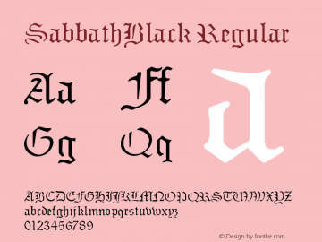 SabbathBlack Regular Version 001.000 Font Sample