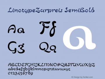 LinotypeZurpreis SemiBold Version 001.000 Font Sample