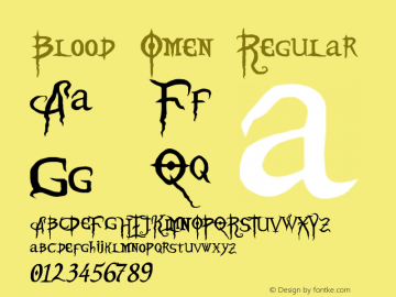 Blood Omen Regular May 13, 2002 Font Sample